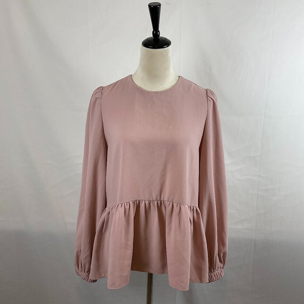 Pomander Place Peplum Top S Pale Pink Long Sleeve